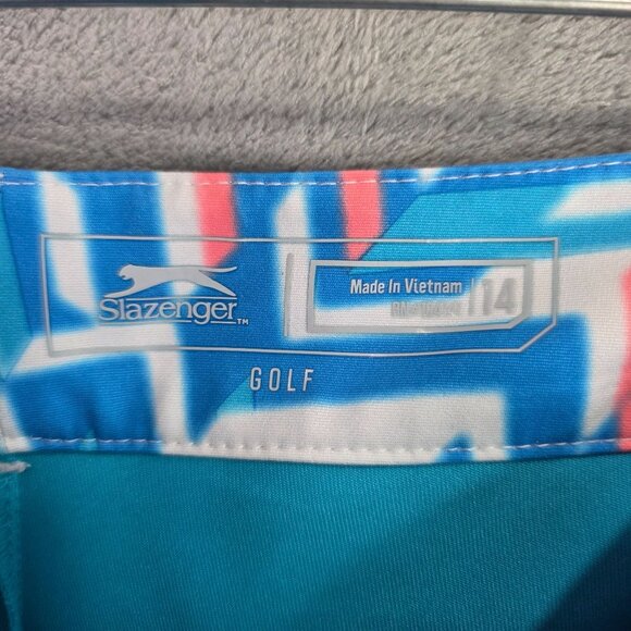 Womens Slazenger Golf Skort Blue Pink Geometric Print Polyester Spandex Size 14 - Picture 2 of 8